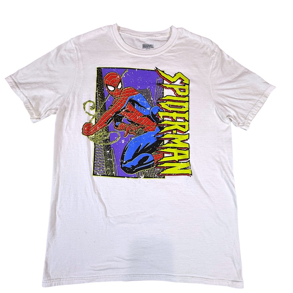 Marvel Spiderman Graphic T-Shirt Medium White